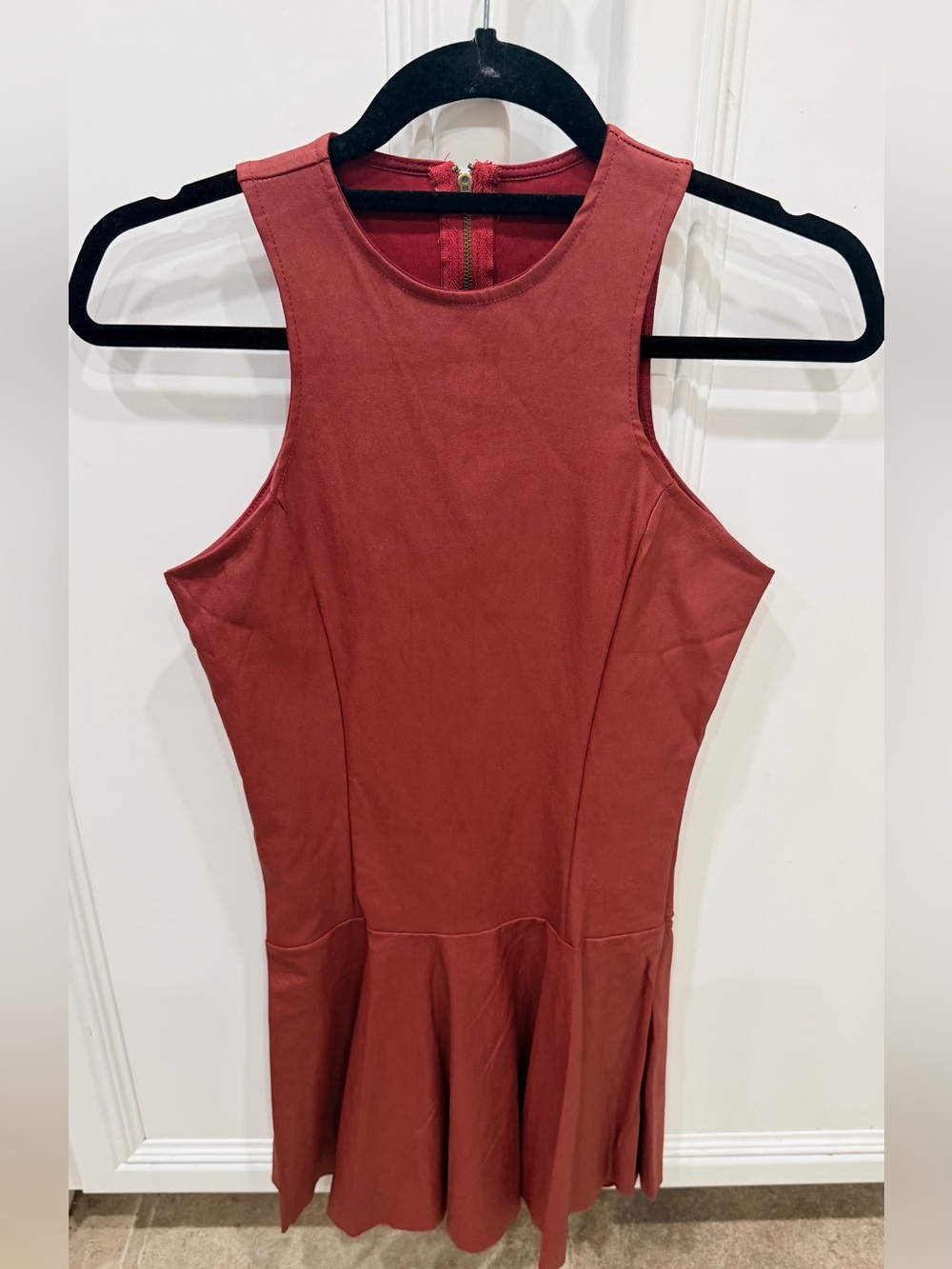 New Sleeveless Rust Red Fit & Flare Dress